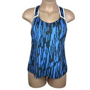 Size XL Nordic Track Blue Black Sleeveless Geometric Athletic Activewear
